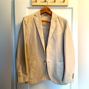 L.B.M. Men's Beige Cotton / Linen Blend Blazer (Size 40)